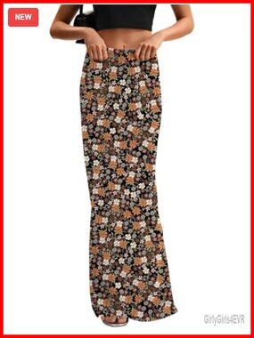 High Waist Flare Bodycon Maxi Skirt Slim Fit Elastic Waist